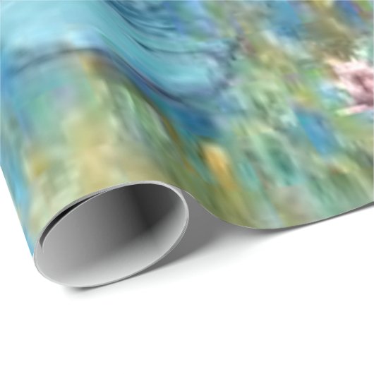 Monet - Water Lilies (turquoise), 1915, Cadeaupapier (Rol Hoek)