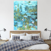 Monet - Water Lilies (turquoise), 1915 Canvas Afdruk (Insitu (Slaapkamer))