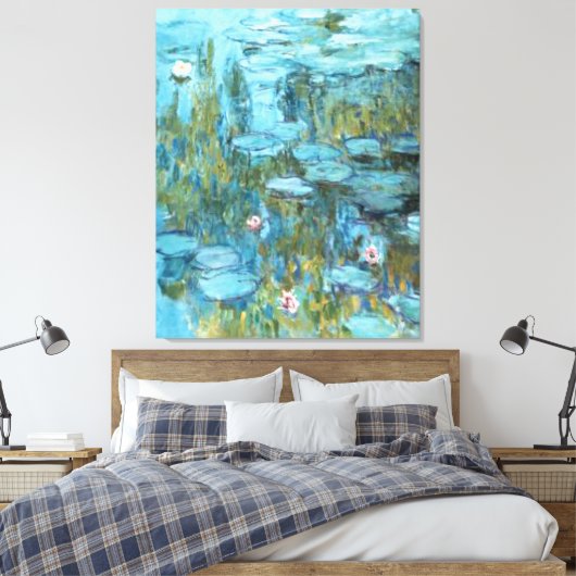 Monet - Water Lilies (turquoise), 1915 Canvas Afdruk (Insitu (Slaapkamer))