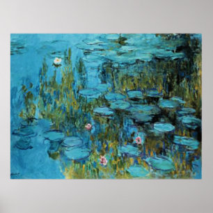 Monet - Water Lilies, Turquoise Poster