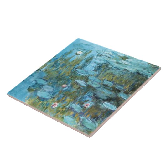 Monet-Water Lilies (turquoise) Tegeltje (Zijkant)