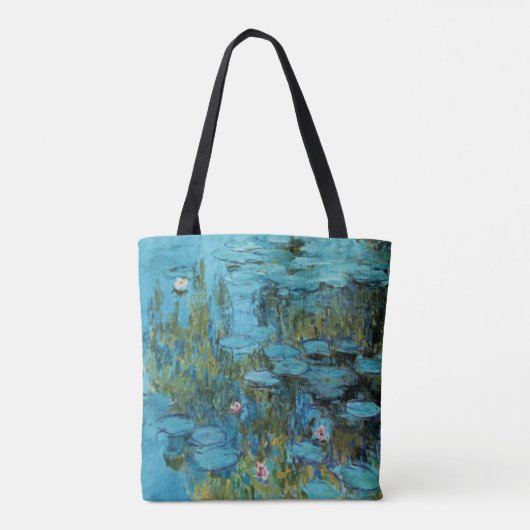Monet - Water Lilies, Turquoise Tote Bag (Achterkant)