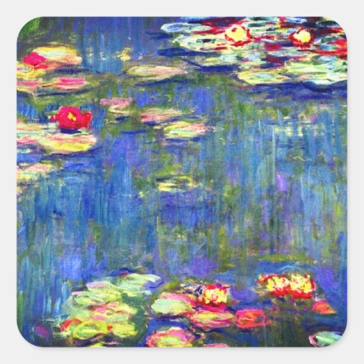 Monet Water Lilies Vierkante Sticker (Voorkant)
