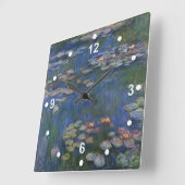 Monet Water Lilies Wall Clock Vierkante Klok (Hoek)