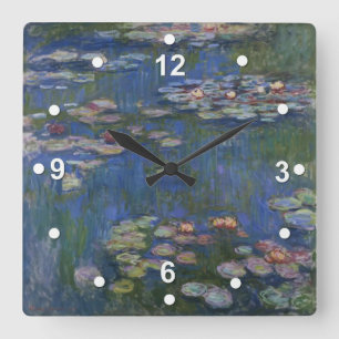 Monet Water Lilies Wall Clock Vierkante Klok
