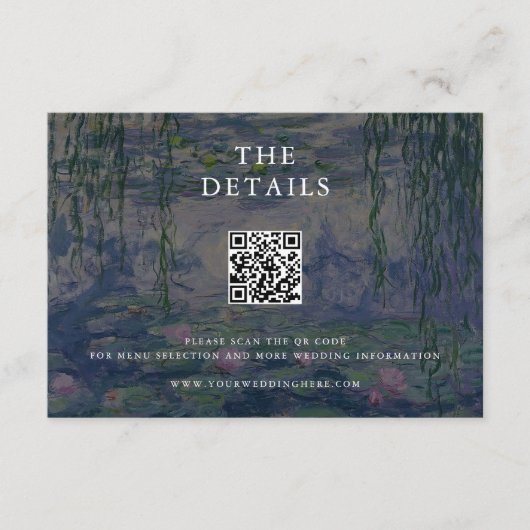 Monet Water Lilies Wedding Informatiekaartje (Voorkant)