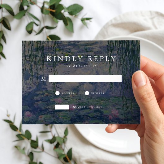 Monet Water Lilies Wedding RSVP Kaartje