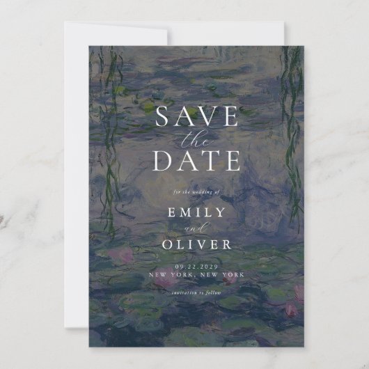 Monet Water Lilies Wedding Save The Date (Voorkant)