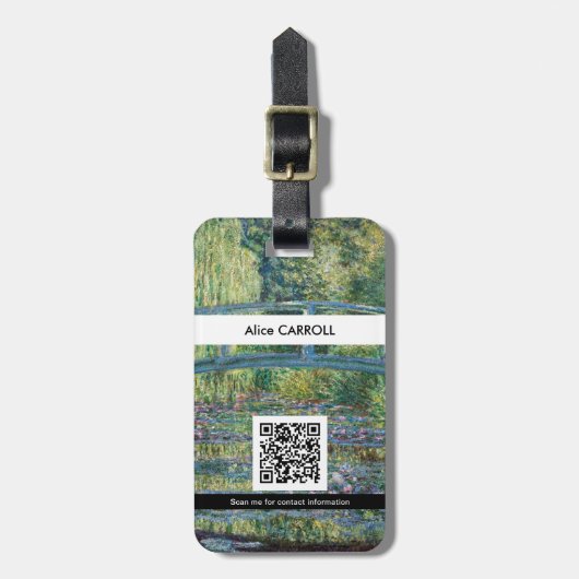Monet - Water Lily, Groene Harmonie - QR Code Bagagelabel (Voorkant verticaal)
