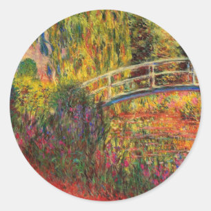 Monet Water Lily Pond en Water Irises Ronde Sticker