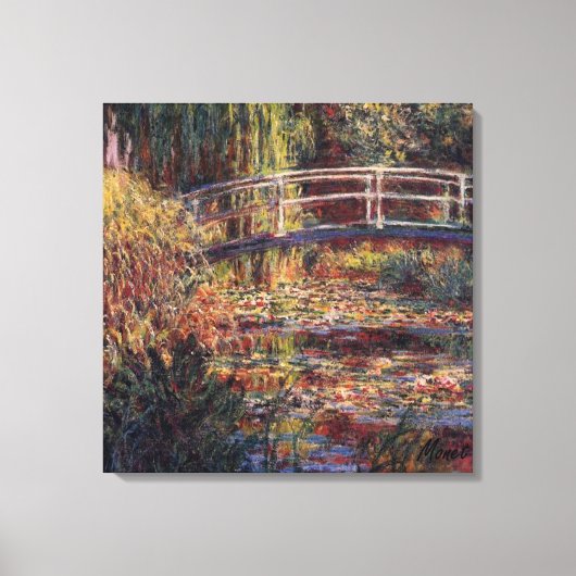 MONET Water Lily Pond Roos Stretched Canvas Print (Voorkant)