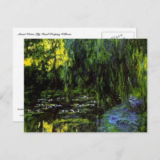 MONET Water Lily Pond Weeping Willows Briefkaart (Voorkant / Achterkant)