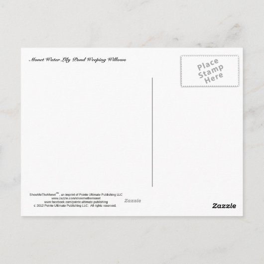 MONET Water Lily Pond Weeping Willows Briefkaart (Achterkant)