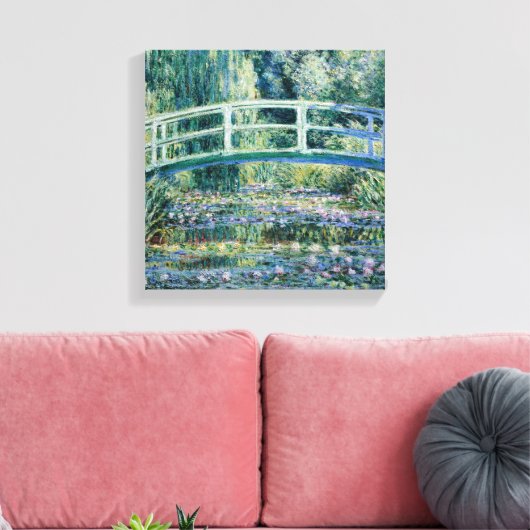 Monet - Watergalgen en Japanse brug Canvas Afdruk (Insitu (Woonkamer))