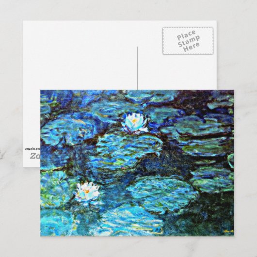 Monet - Watergelilies, blauw Briefkaart (Voorkant / Achterkant)