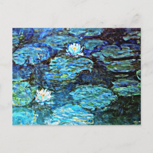 Monet - Watergelilies, blauw Briefkaart (Voorkant)