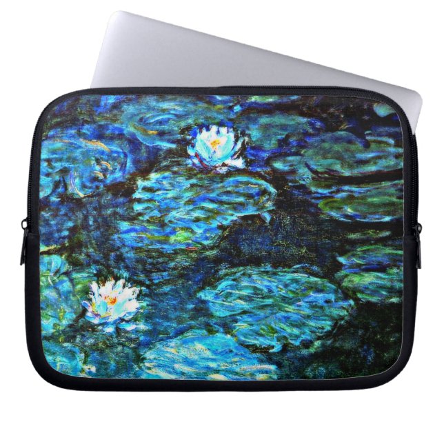 Monet - Watergelilies, blauw, Laptop Sleeve (Voorkant)