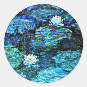 Monet - Watergelilies, blauw Ronde Sticker