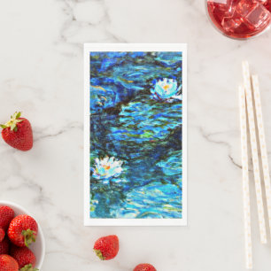 Monet, watergelilies, blauw, servet
