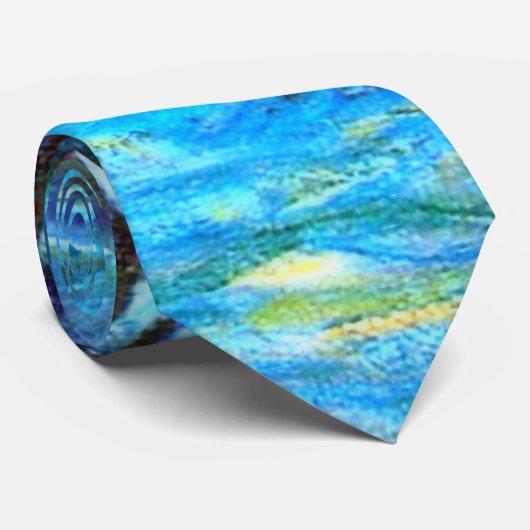Monet - Watergelilies (blauw) Stropdas (Opgerold)