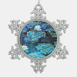 Monet - Watergelilies (blauw) Tin Sneeuwvlok Ornament