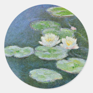 Monet - watergelilies, effect op de avond ronde sticker