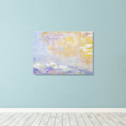 Monet - watergelilies, pasteelkleuren, fijne kunst canvas afdruk (Insitu (Houten vloer))