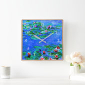 Monet - Watergelilies (rood), beroemde illustratie Vierkante Klok (Huis)