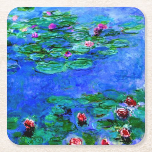 Monet - Watergelilies (rood) Kartonnen Onderzetters (Voorkant)