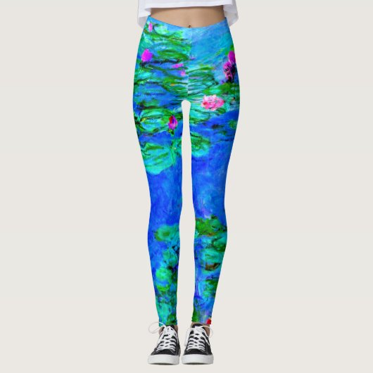 Monet - Watergelilies (rood) Leggings (Voorkant)