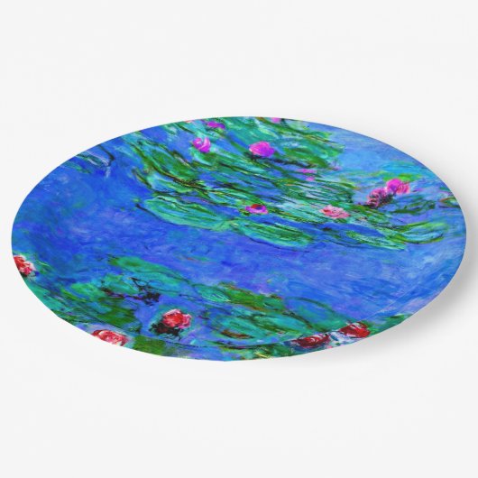 Monet - Watergelilies (rood) Papieren Bordje (Gekanteld)