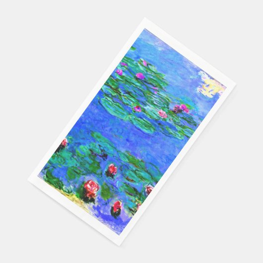 Monet, watergelilies, rood, papieren handdoeken servet (Hoek)