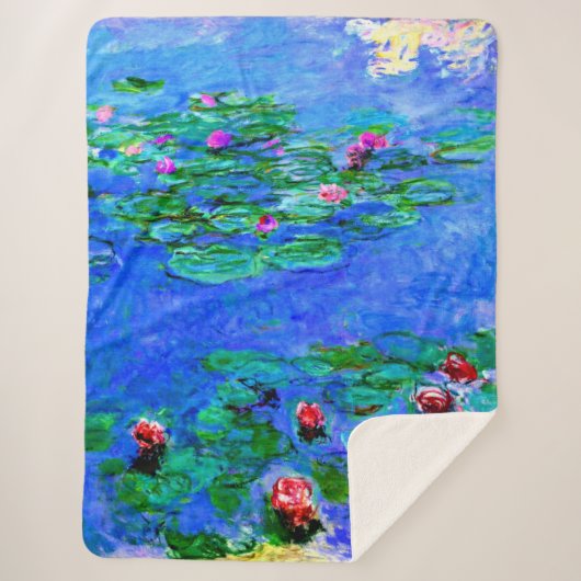 Monet - Watergelilies (rood) Sherpa Deken (Voorkant)