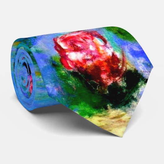 Monet - watergelilies (rood) stropdas (Opgerold)