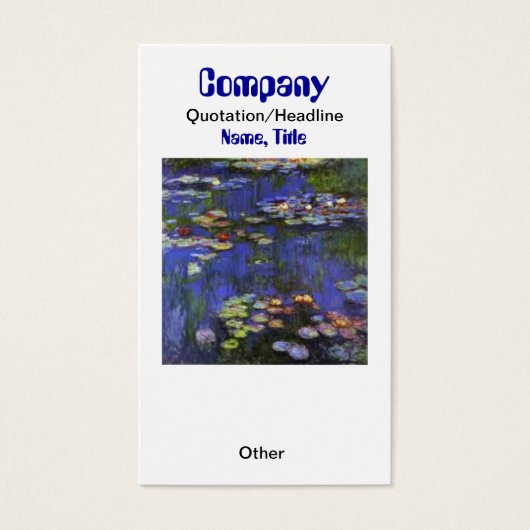 Monet Waterlelies Aangepaste Oorbel Display / Busi Visitekaartjes (Voorkant)