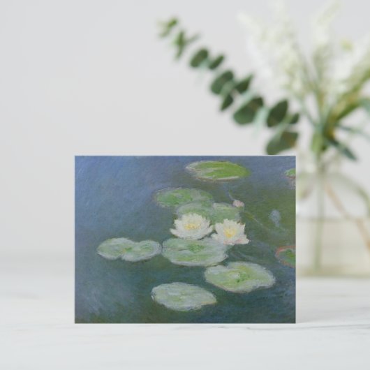 Monet Waterlelies Avondeffect Feestdagenkaart (Staand voorkant)