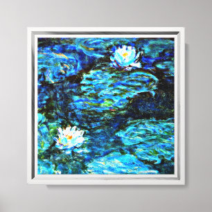 Monet - Waterlelies, blauw, Canvas Afdruk