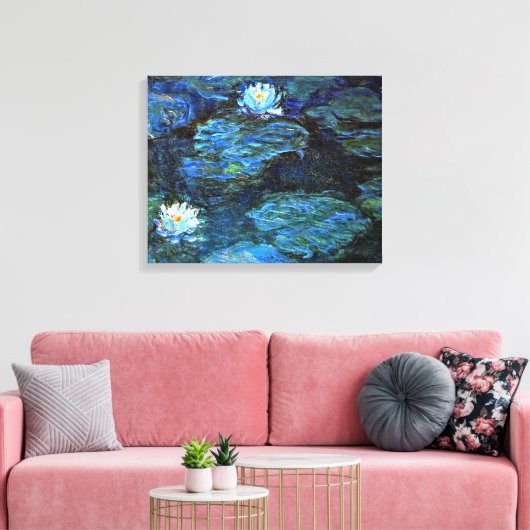Monet - Waterlelies (blauw) Canvas Afdruk (Insitu (Woonkamer))