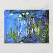 Monet - Waterlelies, blauw indigo, verjaardagswens Briefkaart (Voorkant)