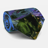 Monet: Waterlelies, blauwe indigo Stropdas (Opgerold)