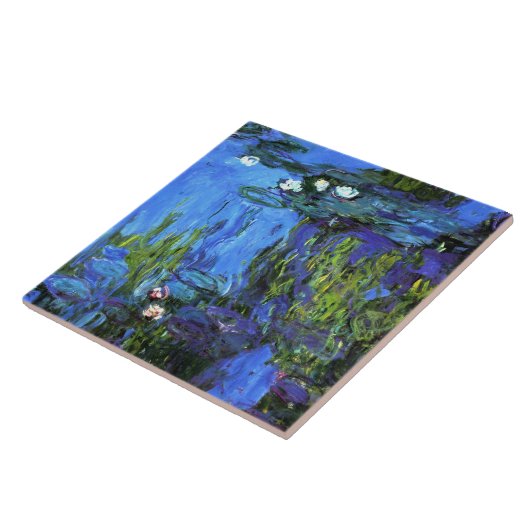 Monet - Waterlelies, blauwe indigo, Tegeltje (Zijkant)