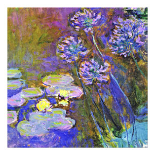 Monet - Waterlelies en Agapanthus Foto Afdruk