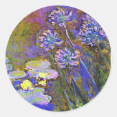 Monet - Waterlelies en Agapanthus Ronde Sticker (Voorkant)