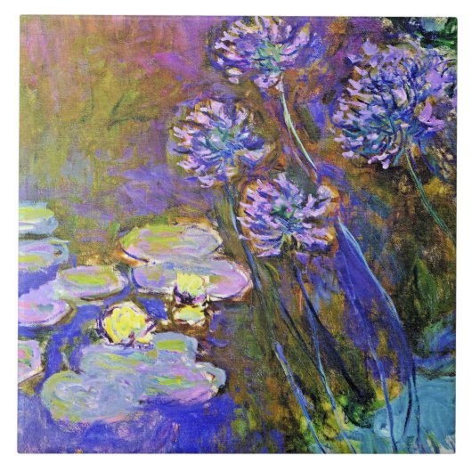 Monet - Waterlelies en Agapanthus Tegeltje (Voorkant)
