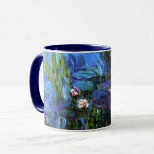 Monet - Waterlelies, indigo blauw, Mok