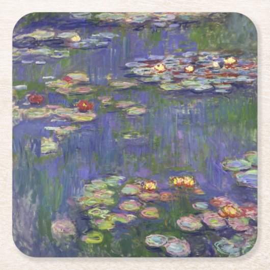 Monet Waterlelies Meesterwerk Schilderij Kartonnen Onderzetters (Voorkant)