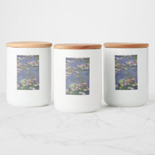 Monet Waterlelies Meesterwerk Schilderij Voedselcontainer Etiket