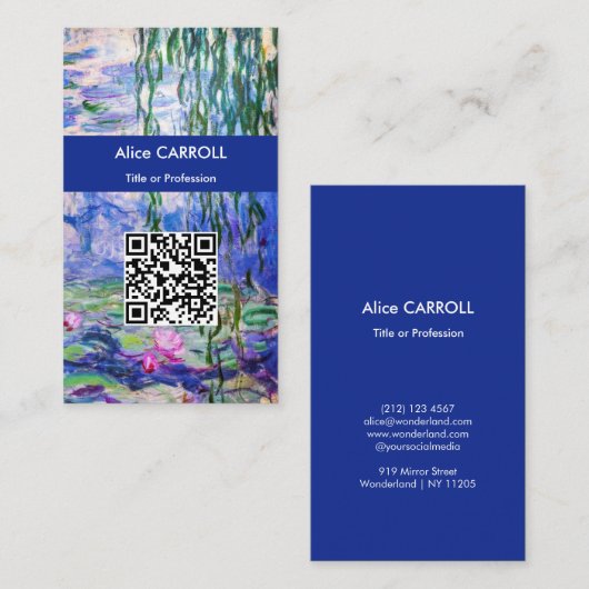Monet - Waterlelies / Nympheas 1919 - QR Code Visitekaartje (Voorkant / Achterkant)