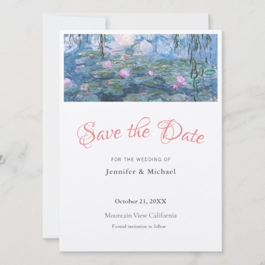 Monet Waterlelies Professionele Minimalistische Ee Save The Date (Voorkant)