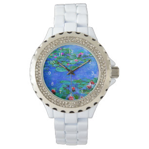Monet - Waterlelies (Rood), beroemd kunstwerk Horloge